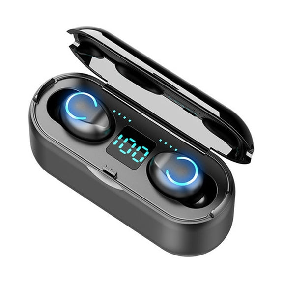 F9-8 TWS CVC8.0 Noise Cancelling Touch Mini Bluetooth Earphone with Charging Box, Support Three-screen LED Power Display & Mobile Phone Holder & Call & Voice Assistant(Black)