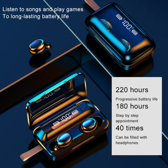 F9-5C Jerry Solution Touch Bluetooth Earphone with Magnetic Charging Box, Support Three-screen LED Power Display & Power Bank & Call & Siri & Hand Strap (Black)