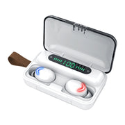 F9-5C Four-bar Breathing Light + Digital Display Noise Reduction Bluetooth Earphone with Hand Strap(White)