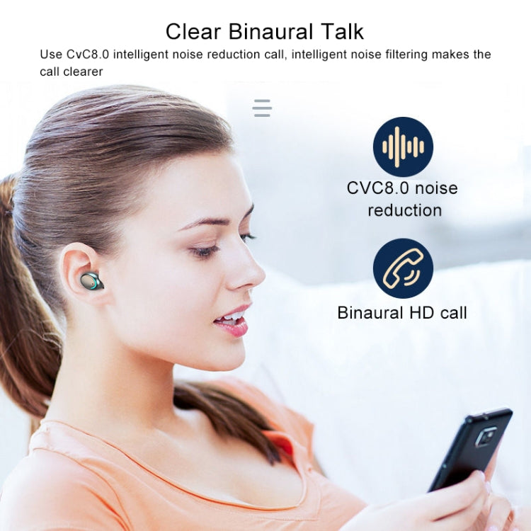 F9-5C Four-bar Breathing Light + Digital Display Noise Reduction Bluetooth Earphone with Hand Strap(White)
