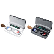 F9-5C Four-bar Breathing Light + Digital Display Noise Reduction Bluetooth Earphone with Hand Strap(White)