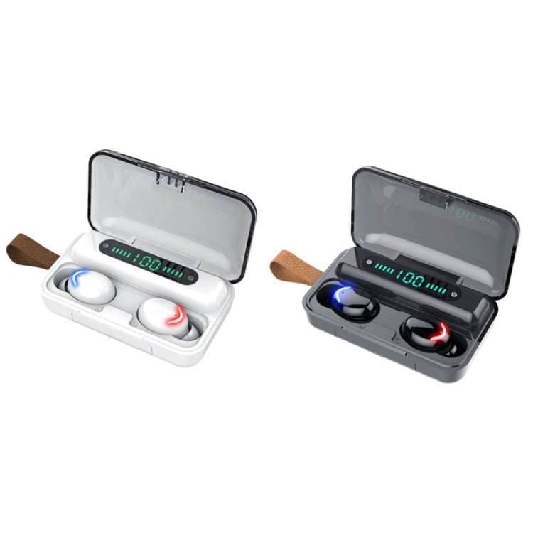 F9-5C Four-bar Breathing Light + Digital Display Noise Reduction Bluetooth Earphone with Hand Strap(White)