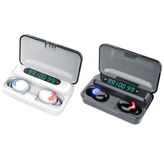 F9-5C Three-screen Digital Display Noise Reduction Bluetooth Earphone with Hand Strap(White)