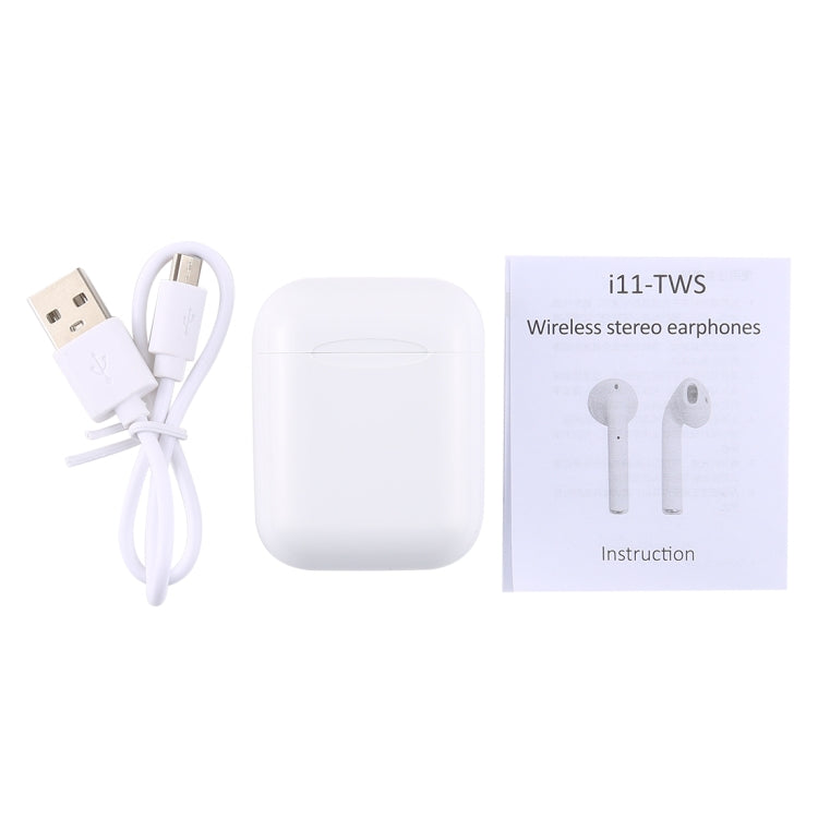 i11-TWS Bluetooth V5.0 Wireless Stereo Earphones with Magnetic Charging Box, Compatible with iOS & Android(White)