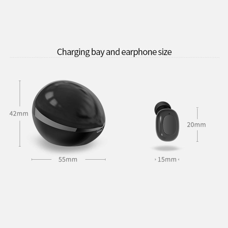 A10 TWS Space Capsule Shape Wireless Bluetooth Earphone with Magnetic Charging Box & Lanyard, Support HD Call & Automatic Pairing Bluetooth(Black)