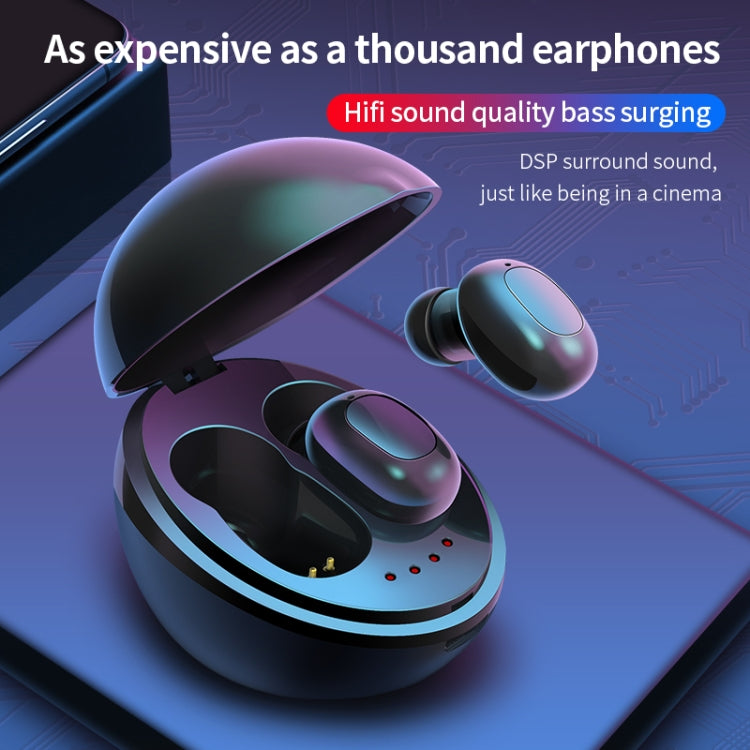 A10 TWS Space Capsule Shape Wireless Bluetooth Earphone with Magnetic Charging Box & Lanyard, Support HD Call & Automatic Pairing Bluetooth(Black)