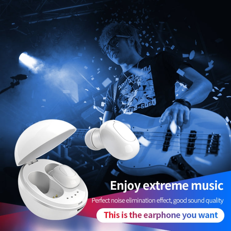 A10 TWS Space Capsule Shape Wireless Bluetooth Earphone with Magnetic Charging Box & Lanyard, Support HD Call & Automatic Pairing Bluetooth(White)