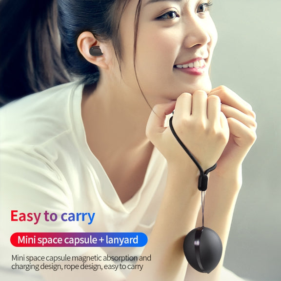 A10 TWS Space Capsule Shape Wireless Bluetooth Earphone with Magnetic Charging Box & Lanyard, Support HD Call & Automatic Pairing Bluetooth(White)