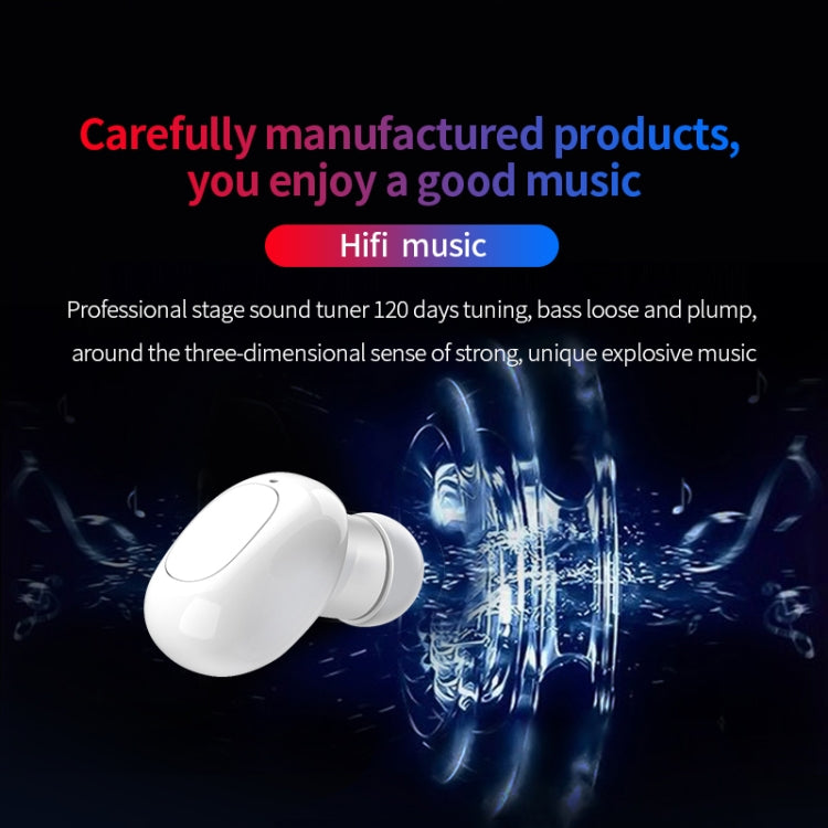 A10 TWS Space Capsule Shape Wireless Bluetooth Earphone with Magnetic Charging Box & Lanyard, Support HD Call & Automatic Pairing Bluetooth(White)