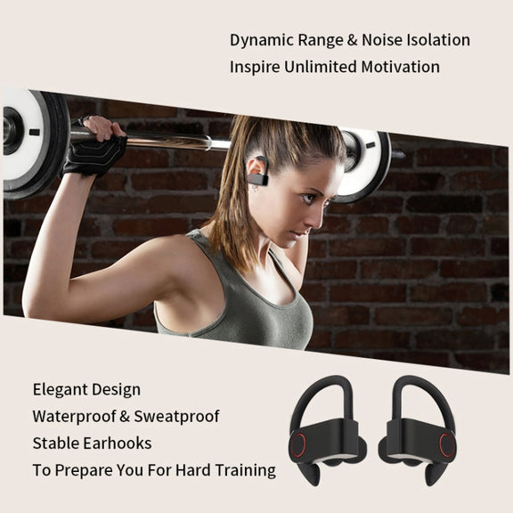 JHO-A9 TWS  Wireless Hanging Ear Type Bluetooth Earphone with Charging + Storage Integrated Zipper Bag, Support Voice Control(Black)