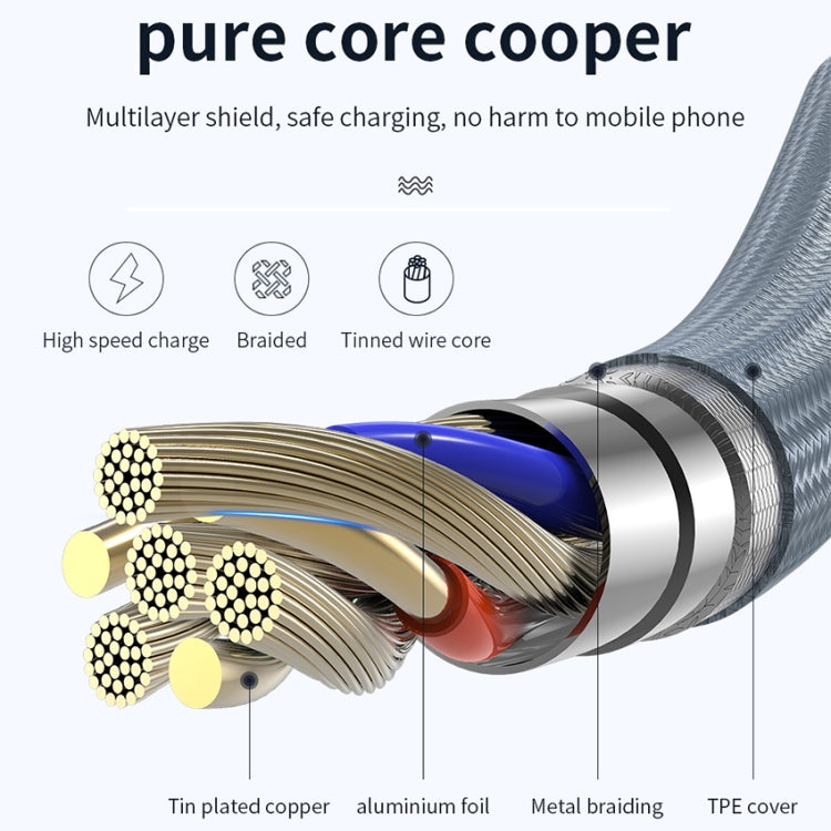 JOYROOM S-M369 Simple Series 2.4A 8 Pin Nylon Braided Data Cable, Length: 1.2m (Gold)