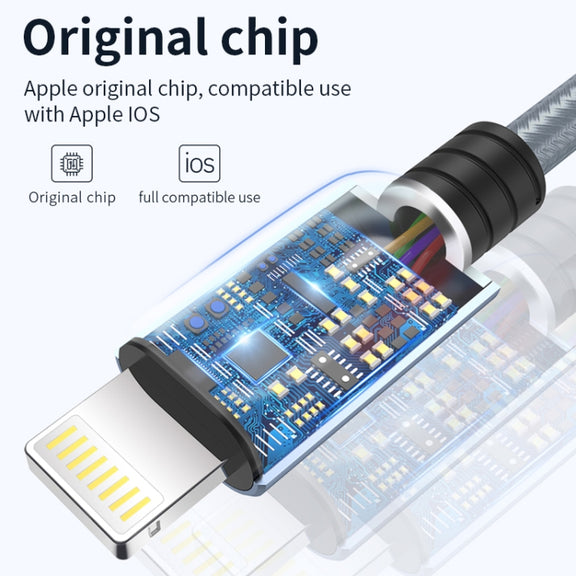 JOYROOM S-M369 Simple Series 2.4A 8 Pin Nylon Braided Data Cable, Length: 1.2m (Gold)