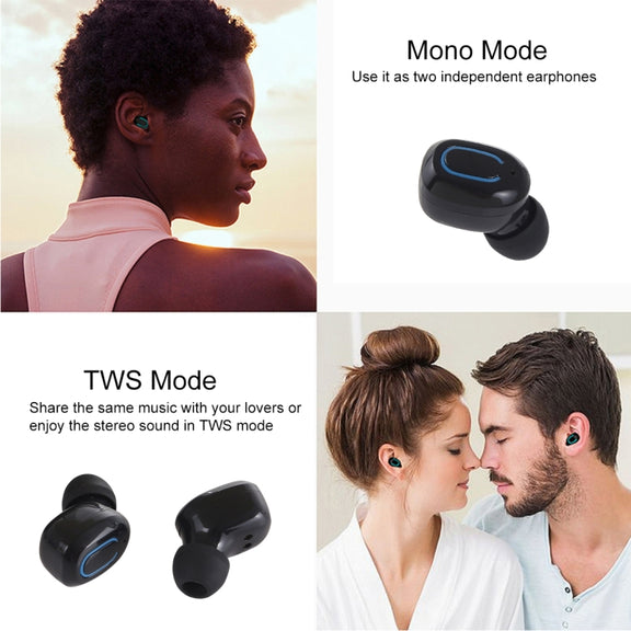 TI8S TWS Dazzling Wireless Stereo Bluetooth 5.0 Earphones with Charging Case(Black)