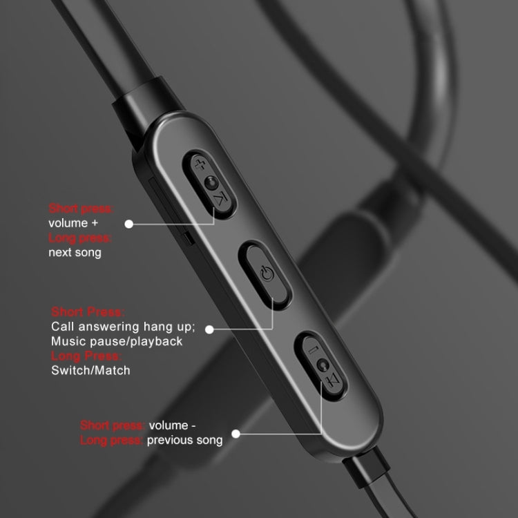 Bluetooth 5.1 Round Wire Neck-mounted Bluetooth Sports Earphone with Magnetic Function(Red)