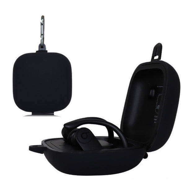 Solid Color Silicone Wireless Bluetooth Earphone Protective Case for Beats Powerbeats Pro(Black)