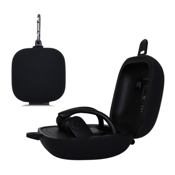 Solid Color Silicone Wireless Bluetooth Earphone Protective Case for Beats Powerbeats Pro(Black)