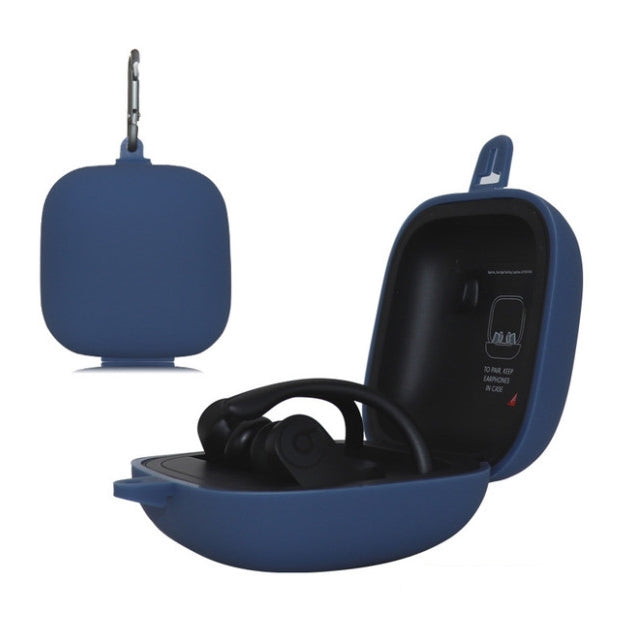 Solid Color Silicone Wireless Bluetooth Earphone Protective Case for Beats Powerbeats Pro(Dark Blue)
