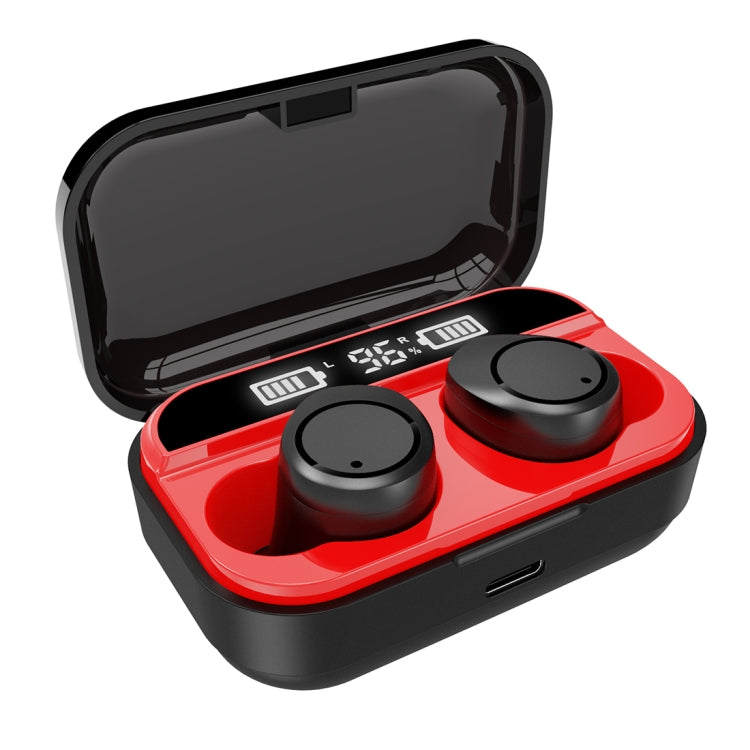 X5 TWS Bluetooth V5.0 Wireless Stereo Headset with Charging Case and Digital Display, Support Intelligent Pairing(Black Red)