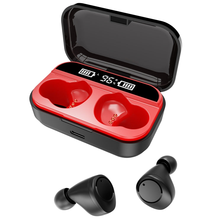X5 TWS Bluetooth V5.0 Wireless Stereo Headset with Charging Case and Digital Display, Support Intelligent Pairing(Black Red)