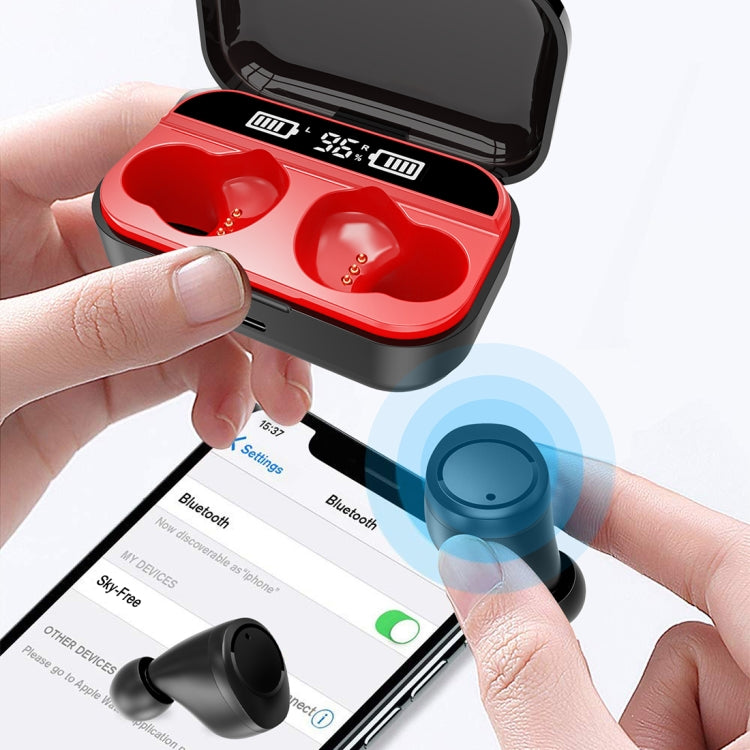 X5 TWS Bluetooth V5.0 Wireless Stereo Headset with Charging Case and Digital Display, Support Intelligent Pairing(Black Red)