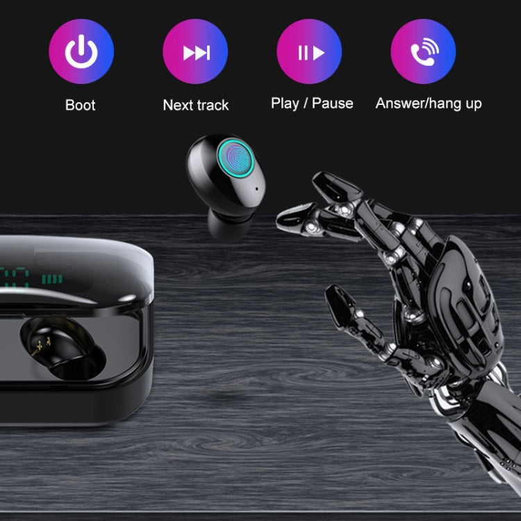M7 TWS V5.0 Binaural Wireless Stereo Bluetooth Headset with Charging Case and Digital Display(Black)