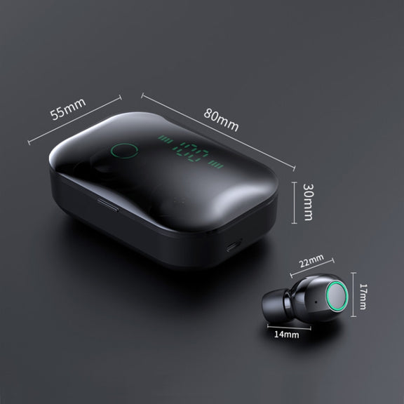 M7 TWS V5.0 Binaural Wireless Stereo Bluetooth Headset with Charging Case and Digital Display(Black)