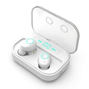 M7 TWS V5.0 Binaural Wireless Stereo Bluetooth Headset with Charging Case and Digital Display(White)