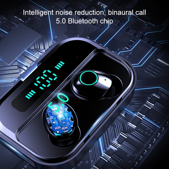 M7 TWS V5.0 Binaural Wireless Stereo Bluetooth Headset with Charging Case and Digital Display(White)