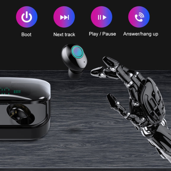 M7 TWS V5.0 Binaural Wireless Stereo Bluetooth Headset with Charging Case and Digital Display(White)