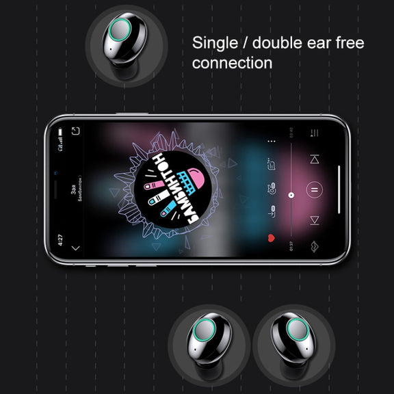 M7 TWS V5.0 Binaural Wireless Stereo Bluetooth Headset with Charging Case and Digital Display(White)