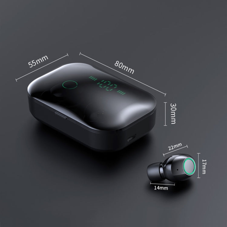 M7 TWS V5.0 Binaural Wireless Stereo Bluetooth Headset with Charging Case and Digital Display(White)