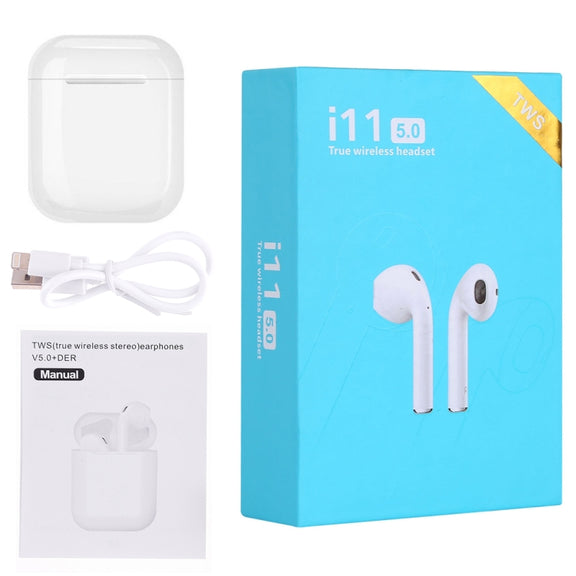 i11 TWS Upgraded Version Bluetooth V5.0 Touch Control Wireless Stereo Earphones with Magnetic Charging Box, Compatible with iOS & Android(White)