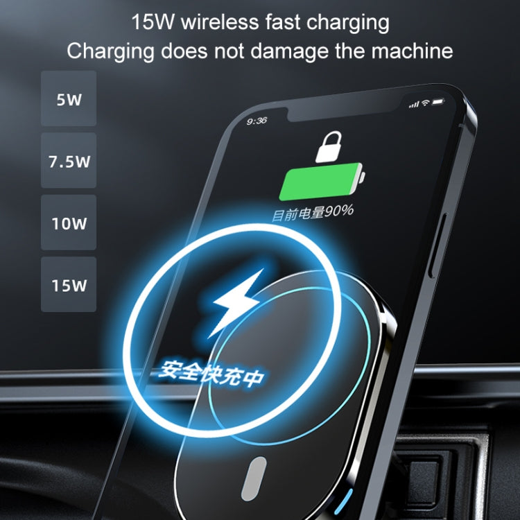 JJT-968 15W Max Output Magnetic Car Air Outlet Bracket Wireless Charger(Black)