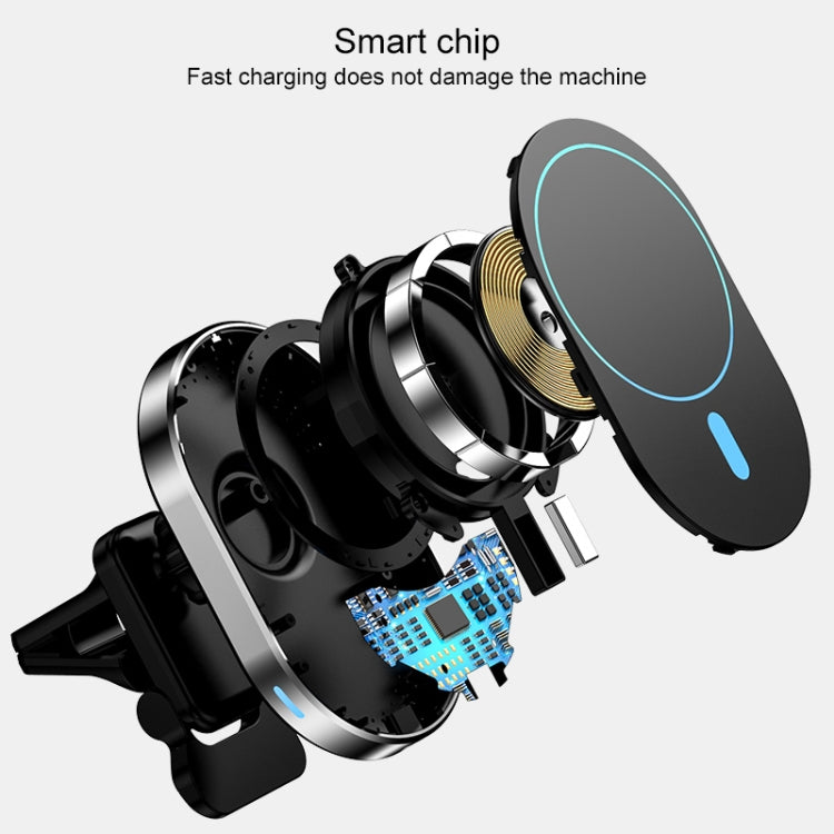 JJT-968 15W Max Output Magnetic Car Air Outlet Bracket Wireless Charger(Black)