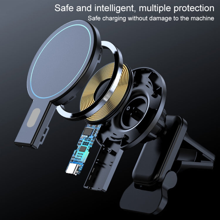 K07 15W Max Output Magnetic Car Air Outlet Bracket Wireless Charger(Black)