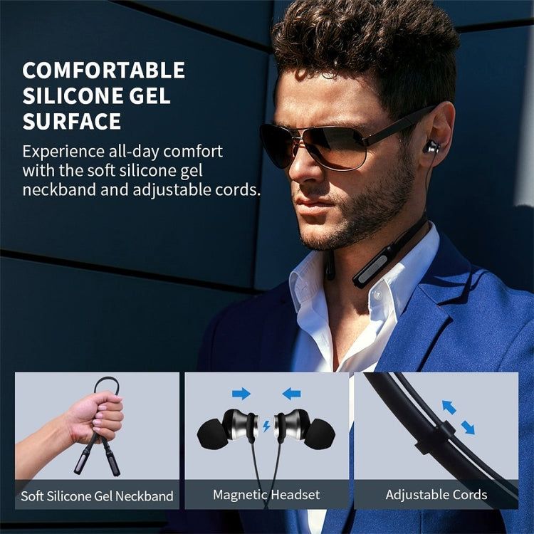 HT1 Magnetic In-Ear Wireless Bluetooth Stereo Headset(Black)