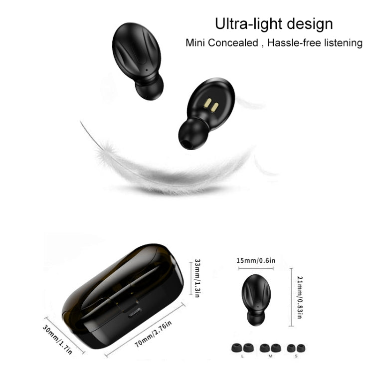 XG13 Bluetooth 5.0 TWS Mini Stereo Wireless Bluetooth Earphone (Black)