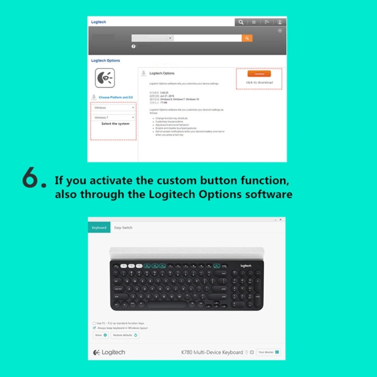 Logitech K780 Multi-device Bluetooth + Unifying Dual Mode Wireless Keyboard with Stand (Black)