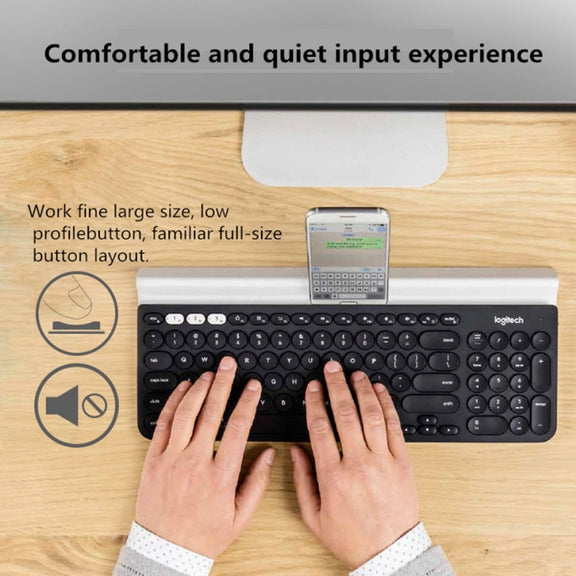 Logitech K780 Multi-device Bluetooth + Unifying Dual Mode Wireless Keyboard with Stand (Black)