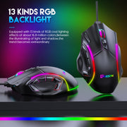MKESPN X15 Full Speed 12800DPI 12 Buttons Macro Definition RGB Wired Mouse