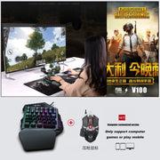 HXSJ V100 Universal One-hand 35-Keys Mechanical Blue Axis Seven-color Backlight Wired Gaming Keyboard, Length: 1.6m