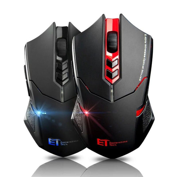 ET X-08 7-keys 2400DPI 2.4G Wireless Mute Gaming Mouse with USB Receiver & Colorful Backlight (Red)