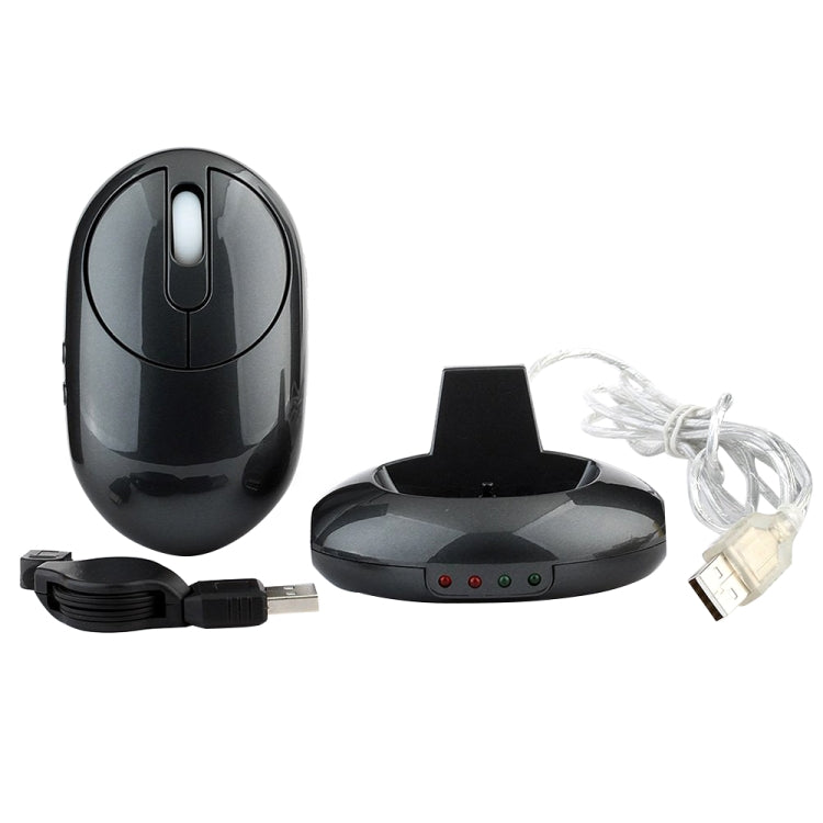 MZ-012 2.4G 1200 DPI Wireless Rechargeable Optical Mouse with 3 Ports USB HUB / Charging Dock(Grey)