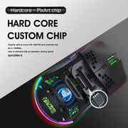 HXSJ T66 7 Keys Colorful Lighting Programmable Gaming Wireless Mouse (White)