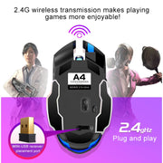 YINDIAO A4 2.4GHz 1600DPI 3-modes Adjustable Rechargeable Wireless Silent Gaming Mouse (Star Black)