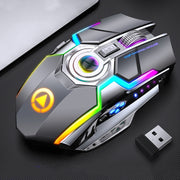 YINDIAO A5 2.4GHz 1600DPI 3-modes Adjustable Rechargeable RGB Light Wireless Silent Gaming Mouse (Grey)