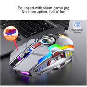 YINDIAO A5 2.4GHz 1600DPI 3-modes Adjustable Rechargeable RGB Light Wireless Silent Gaming Mouse (Grey)