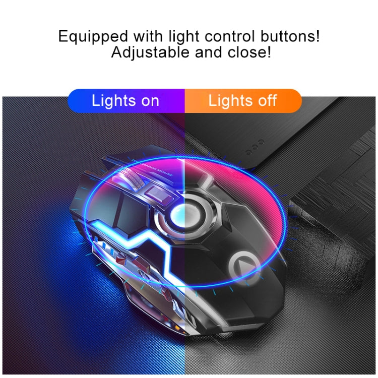 YINDIAO A5 2.4GHz 1600DPI 3-modes Adjustable Rechargeable RGB Light Wireless Silent Gaming Mouse (Grey)