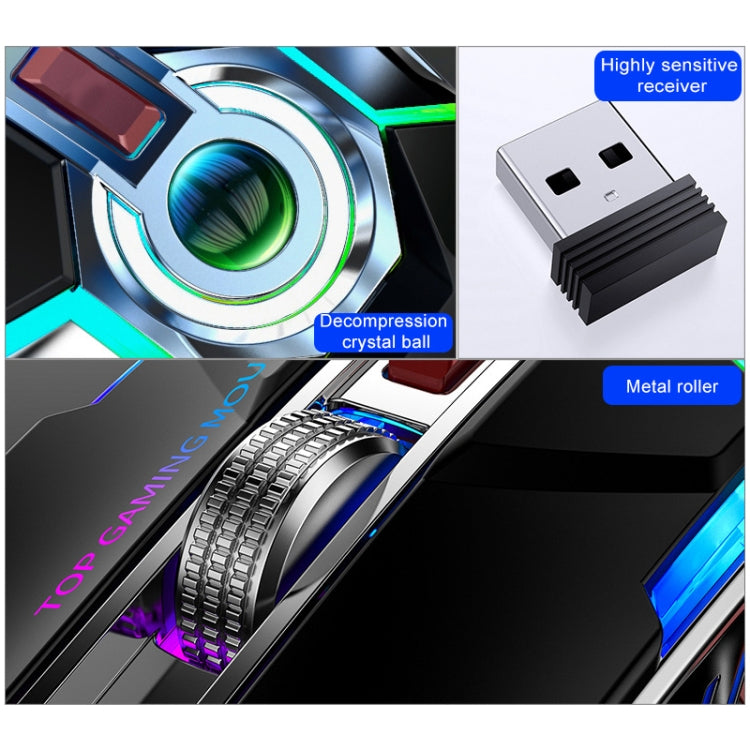 YINDIAO A5 2.4GHz 1600DPI 3-modes Adjustable Rechargeable RGB Light Wireless Silent Gaming Mouse (Grey)