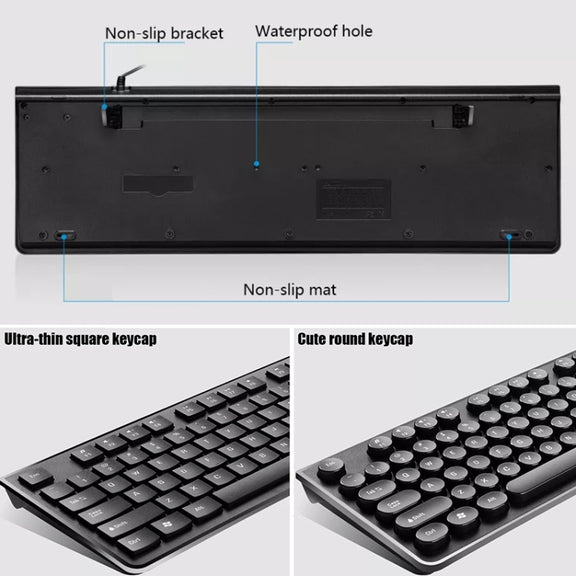 ZGB S500 Round Key USB Wired Computer Keyboard (White)